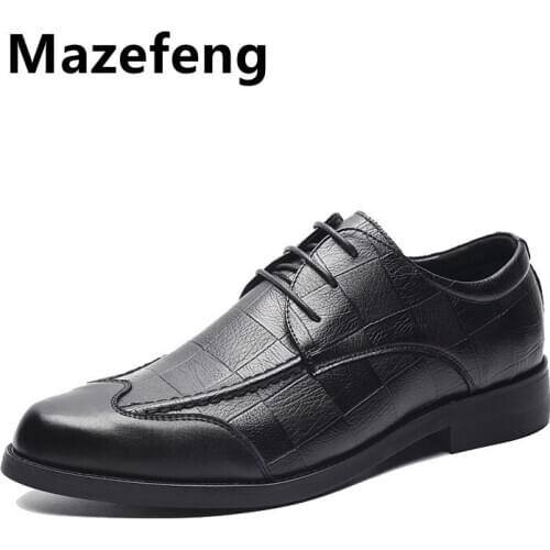 Mazefeng New Men Dress Shoes High Quality Leather Formal Shoes Men Big Size 38-44 Oxford Shoes for Men Fashion Office Shoes Men