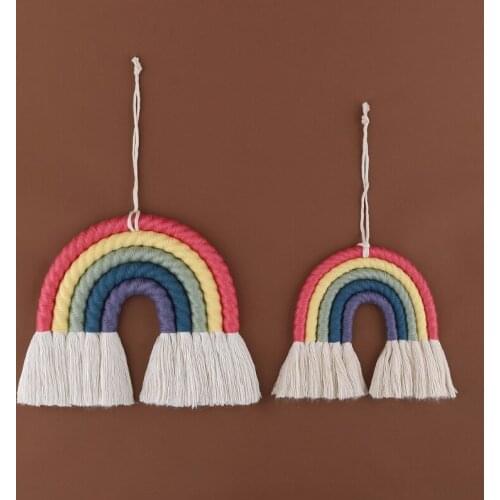 NEW Handmade Woven Rainbow Wall Hanging Tapestry Wedding Wall Decoration Nordic Backdrop Wall Home Living Room Home Boho Decor