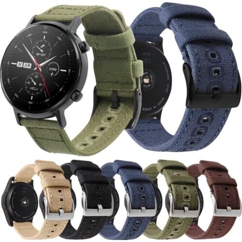 Braided Canvas Nylon Watch Band Quick Release Wristband For Samsung Galaxy Active 3 Interface Strap 18mm 20mm 22mm