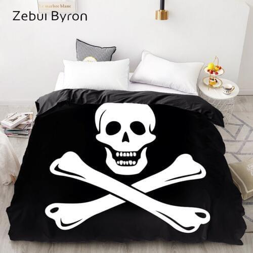 3D HD Digital Print Custom Duvet Cover,Comforter/Quilt/Blanket case Queen/King Bedding 220x240/200x200,Pirate flag skull