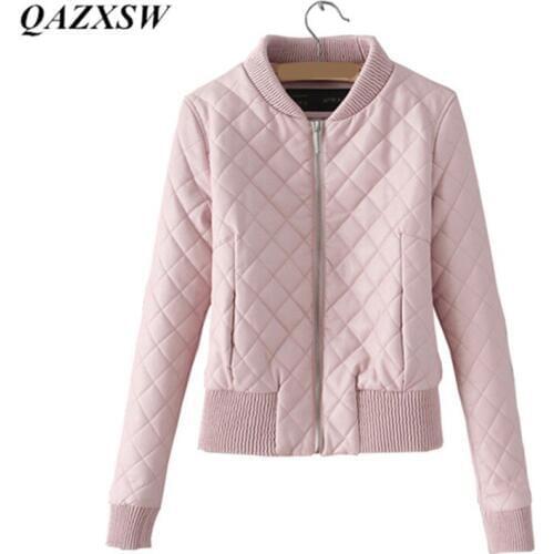 QAZXSW Women's Black Bomber Jackets