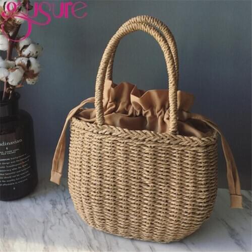 Gusure Straw Bags for Women 2021 Summer Rattan Bag Handmade Woven Beach Bag Bohemia Bali Handbags Beach Bolsos