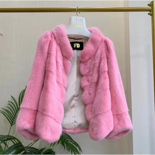 Style women fashoin Luxurious Imported Mink Fur Coats Winter Warm Thick Jacket Top Quality turn down collar full pelt