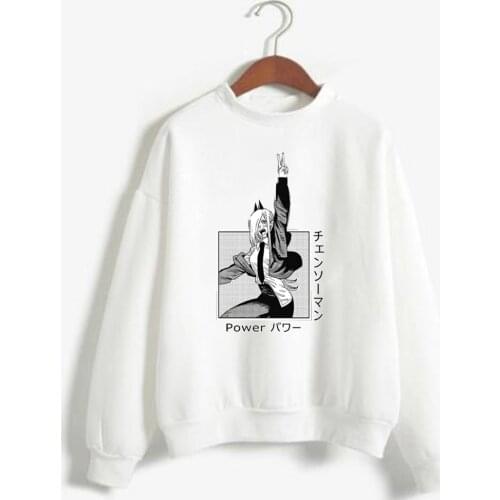 Japan Hot Anime Chainsaw Man Printed Hoodie Harajuku Power Casual Fashion Hoodies Casual Loog Sleeve Women Top