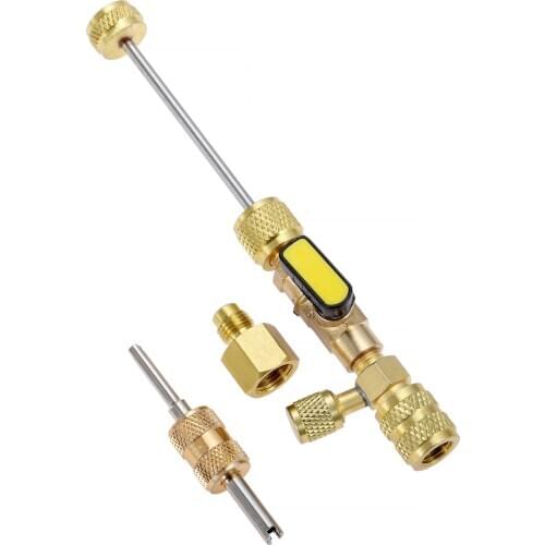 Yetaha R410A R22 Dual Size HVAC Valve Core Remover Installer for Pressurized Mini Split System