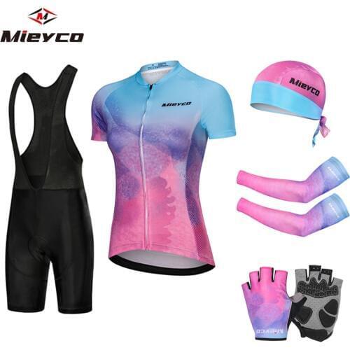 Women Cycling Jerseys Set Mountain Bike Cycling Clothing Racing Bicycle Clothes Ropa Ciclismo Cycle Set Bib Shorts Sport Glove
