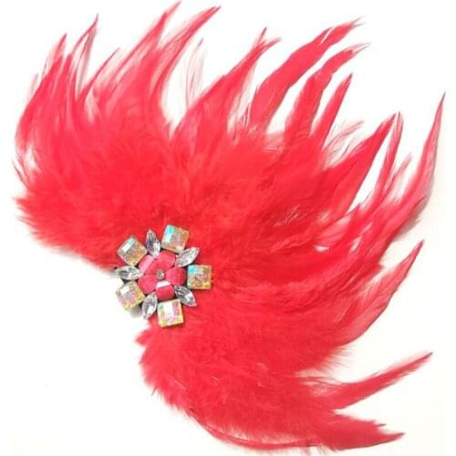 Vintage Feather Crystal Flower Corsage Brooch Pin for Womens Jewelry Wedding Accessories Halloween Gift Jewellery