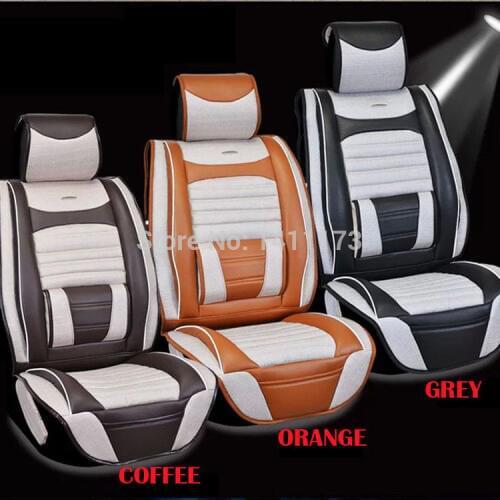 Top grade Luxury 5 seats 3 color universal car seat cushion sets Quality linen&PU auto accessories set car seat covers 7PCS/set
