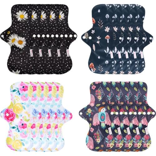 Mora Mona Reusable Washable Cloth Bamboo Charcoal Menstrual Pads Breathable Women Feminine Panty Liner Sanitary Napkin Pad 5 Pcs