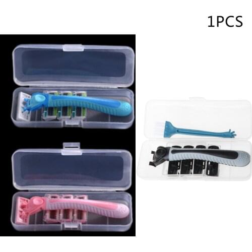 Women Disposable 6-Layers Blade Shaving Razors Manual Hair Removal Tools Set With 4 Replacement Heads With Portable Storage Case