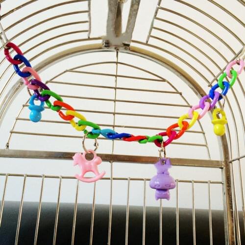 1PCS Parrot Colorful Acrylic Bridge Cage Bell Bird Toy Funny Pet Supplies Swing Toys Chain Exercise Hanging Accessories
