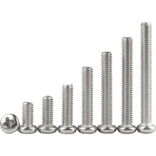 10/50pc M2 M2.5 M3 M4 304 A2 Stainless Steel PWM DIN967 Cross Phillips Pan Round Truss Head With Washer Padded Collar Screw Bolt