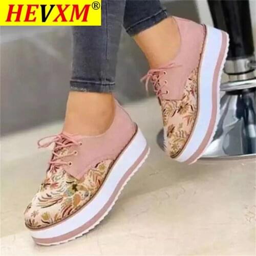 2021 High Quality Embroidered Flowers Platform Shoes Women Flats Zapatillas Mujer Casual Ladies Shoes Feminino Plus size 43