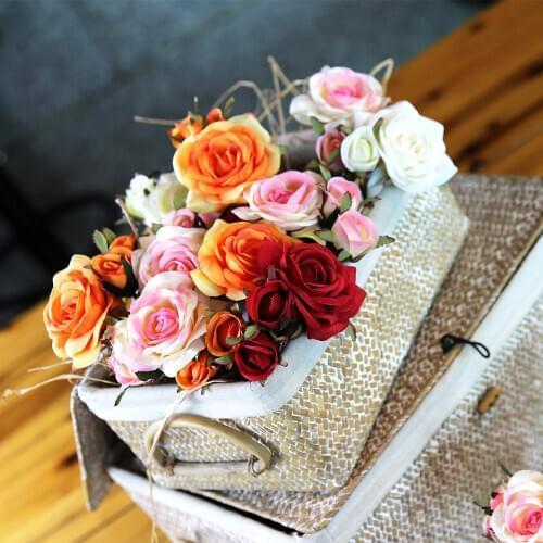 3 Heads Artificial Rose Decoration Fabrics Flowers Branch for Home Office Decor Wedding Party Decorative Floral