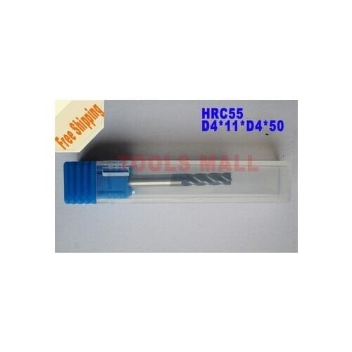 Free shipping 3pcs 4mm 4 Flutes Spiral Bit Milling Tools Carbide CNC Endmill Router bits hrc55 D4*11*D4*50