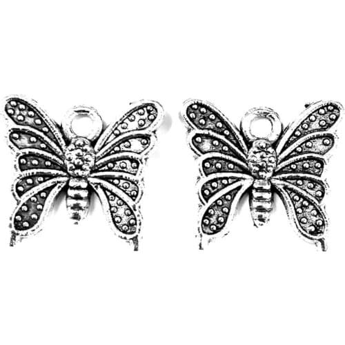40pcs Butterfly charms pendant 15x14mm antique silver ornament accessories jewelry making DIY base material