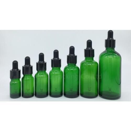 5ml,10ml,15ml,20ml,30ML,50ml,100ml green Glass Bottle With black Dropper Essential Oil Bottle,Reagent Eye Perfume bottles