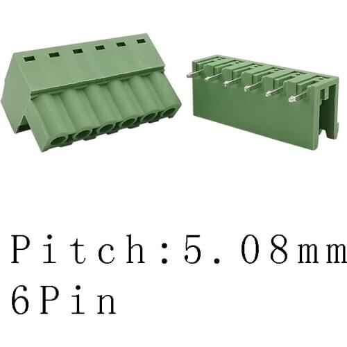 5 Pair/Lot 6/7/8/9/10/12 Pin 2EDG 5.08mm Right Angle PCB Screw Terminal Block Wire Connector Plug-Pin Right Angle Header Socket