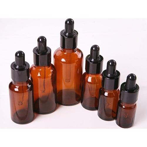 70% Hot Sale 5-50ml Drop for massage Pipettes Bottles Refillable Empty Dropper Bottle Amber essential Liquid oil Glass Bottle