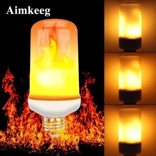 Aimkeeg E27 Flame Bulb Flame Effect Fire Light Bulb Gravity Sensor LED Light Bulb 4 modes for Bedroom Corridor Decor