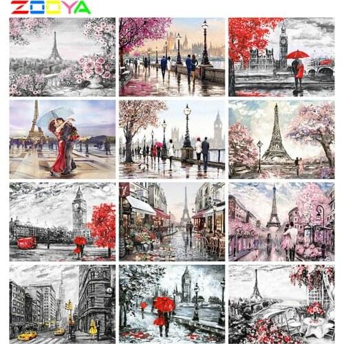 ZOOYA Diamond Embroidery Cross Stitch Street Diamond Painting Landscape 5D DIY Full Drill Mosaic Rhinestone Pictures Crafts Kits