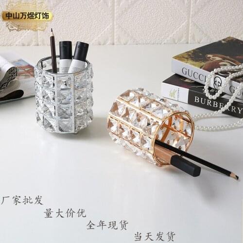 European style crystal pen holder nail pen beauty eyebrow pencil storage brush holder decorative ornaments metal crafts