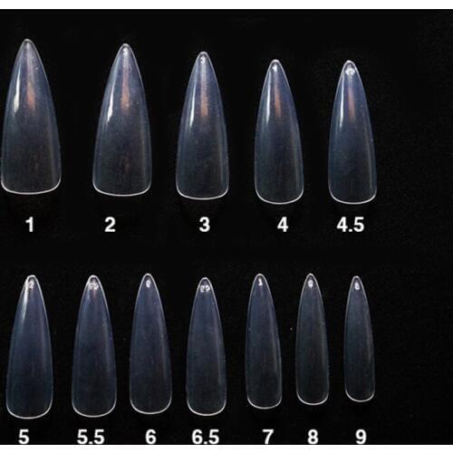 500Pcs Sharp Long False Nail Art Tips Acrylic Salon Clear Durable New Materials Acrylic Professional Fake Nails Tips Free 100Pcs