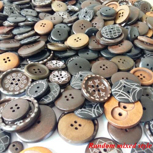 40PCs Natural Wooden Buttons Mixed Size Scrapbook Sewing Accessories DIY For Craft Sewing DIY Accessories