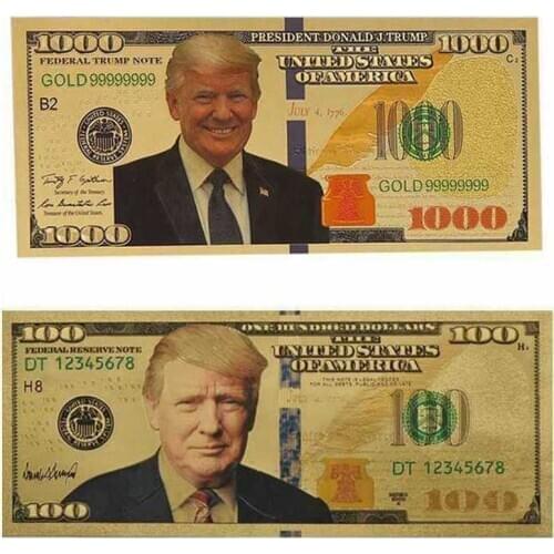 2pc $1000 and $100 US Donald Trump Commemorative President Banknote Non-currency