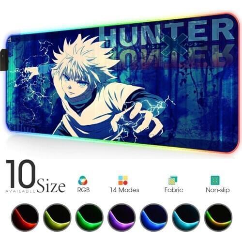 Hunter X Hunter Pads Surface for Mouse Led Carpet Anime Mousepad Rgb Rug Pc Gamer Complete Mouse Pad with Backlight Desktop Pad