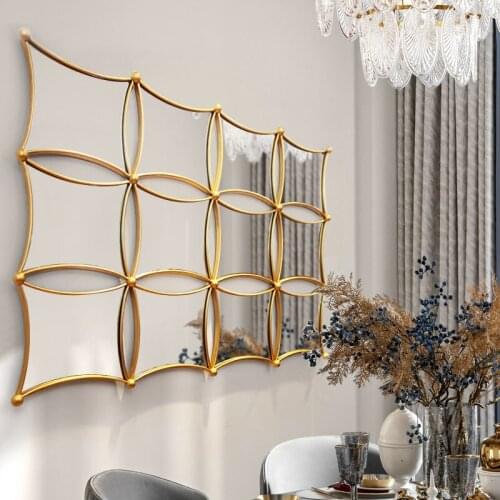 Creative Porch Light Luxury Decoration Mirror Restaurant Wall Decoration Pendant Background Wall Wrought Iron Metal Wall Hanging