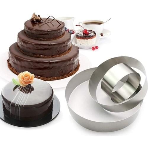 Round Cake Mold Food Grade Stainless Steel Ring Pudding Baking Tool 3pcs Round Circle Cookie Mousse Mini Cake Dessert Decoration