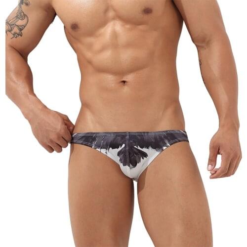 Men Sexy Printed Flowers Lingerie Temptation Low-waist Panties Briefs No trace Breathable Underwear