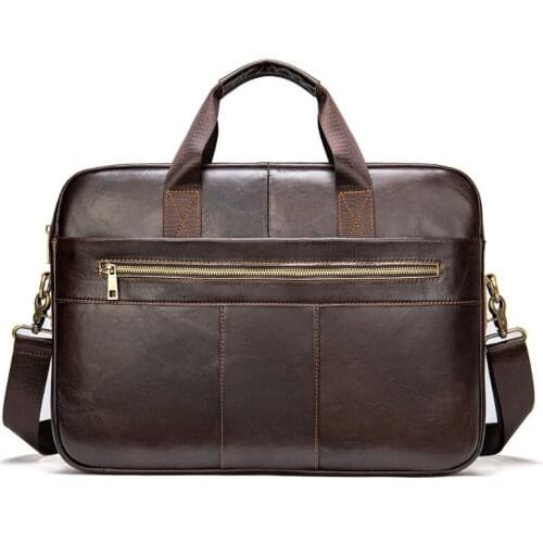 Mens laptop business leather briefcase bolso para hombre maletin hombre zipper Solid Computer Interlayer Soft Handle