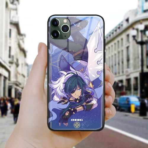 Genshin impact Kaeya fanart Soft Silicone Glass Phone Case Cover Shell For iPhone SE 6 6s 7 8 Plus X XR XS 11 12 Mini Pro Max