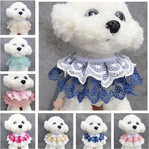 Cute Three-Layer Lace Bowknot Pet Collar Lace Bibs Small Bell Pet Collar Bib Lovely Dog Cat Necklace Decor Collars For Small Dog