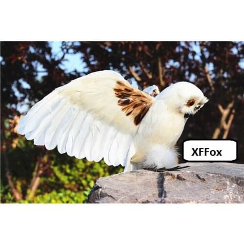 New real life wings owl model foam&feather owl bird gift about 25x45cm xf2618