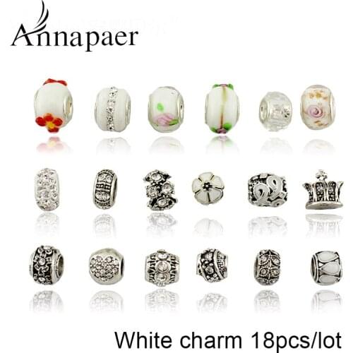 Wholesale Fashion Women DIY Jewelry White Crystal/Glass Unique Charm Beads For Bracelets & Bangles Necklaces