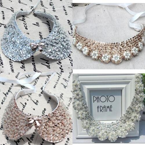 Wholesale jewelry pearl chocker necklace handmade charms women crystal bead popular necklace big necklace clothing & accessories