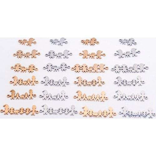 5pcs Family Pets Chain Stainless Steel Charm Connectors Necklace Parents Children Necklace Gold/steel Jewelry Gift Mom Dad Twice