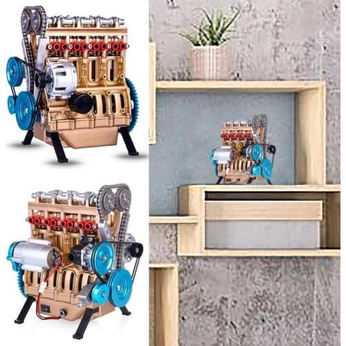 Mini Car Assembly Inline Four-cylinder Engine Model Resin Decorative Ornaments Toy Set