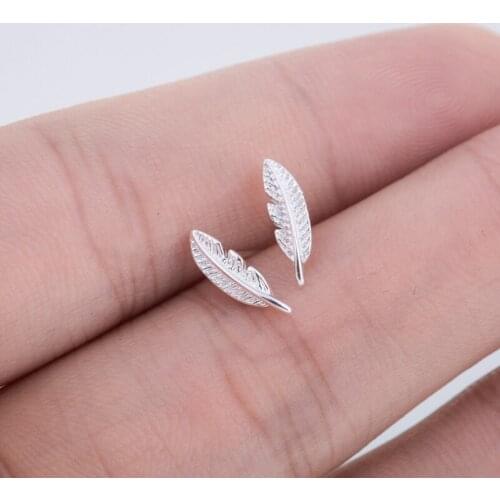 Jisensp Silver Plated Earrings Delicate Style Leaves Stud Earrings Fashion Jewelry for Women Girls Party Gift bijoux