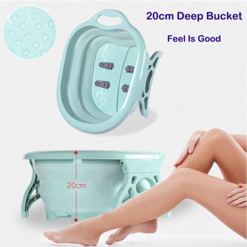 Folding Foot Tub Portable Foot Wash Tub Massage Bucket Travel Folding Bucket with 4 Massage Balls Bathing Feet in Winter 2020