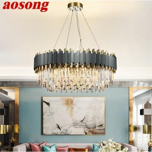AOSONG Modern LED Chandelier Lighting Crystal Luxury Decorative Fixtures For Living Room Dining Room Villa Duplex