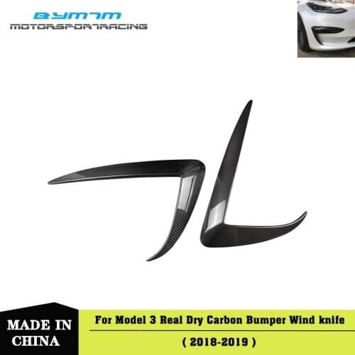 Dry Carbon fiber Front Bumper Wind knife Car Accessories For Tesla Model 3