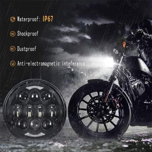 5.75 inch 80W LED Headlight Projector Halo Ring High Low Beam Lamp 5 3/4" Motorcycle DRL Turn Signal for Sportster Dyna Iron