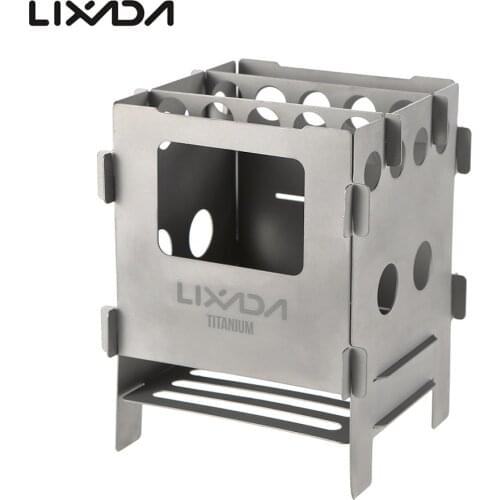 Lixada Titanium Stove Portable Stainless Steel Camping Stove Lightweight Foldable Wood Stove Pocket Stove Outdoor Backpacking