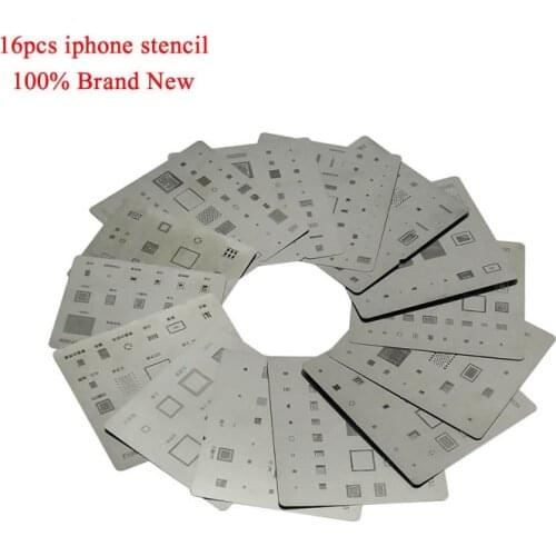 16Pcs BGA Reballing Stencil IC Chip Full Set Apple Mobile Stencil Solder Template for iPhone XS Max XR X 8 7 6s 6 plus SE 5S