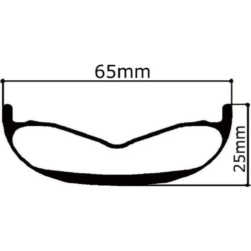 Carbon Fat Rim 65mm Width 25mm Depth For 26er Snow Bike / Beach Bike Fatbike Wheels Hookless Tubeless Tire