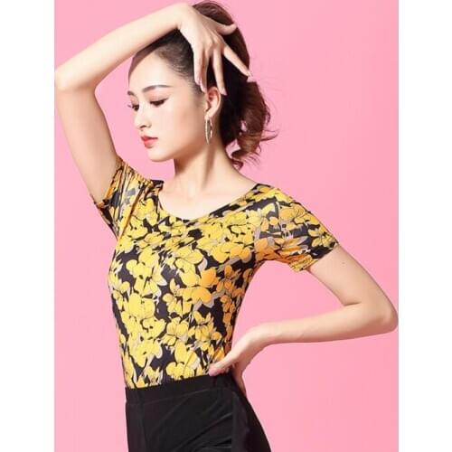 2019 new Sexy short Sleeve Dance Clothes Women Latin Salsa Rumba Chacha Dance Performance Practice Costume YT0206